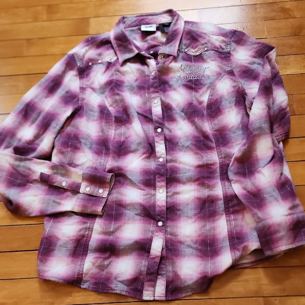 Plaid Button-Up Shirt Harley Davidson XXL